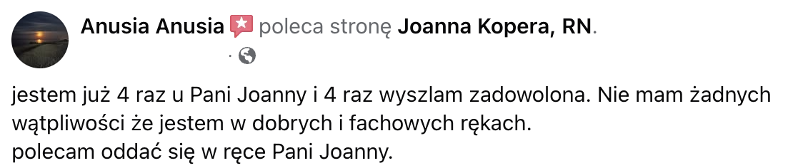 Opinia uczestnika szkolenia Joanny Kopery — 1