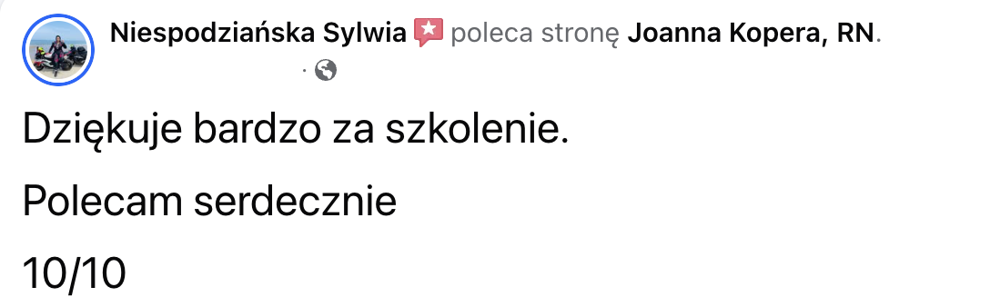 Opinia uczestnika szkolenia Joanny Kopery — 4