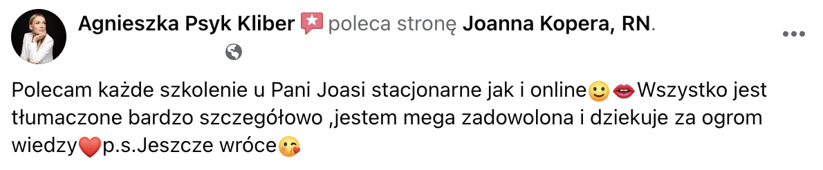 Opinia uczestnika szkolenia Joanny Kopery — 6