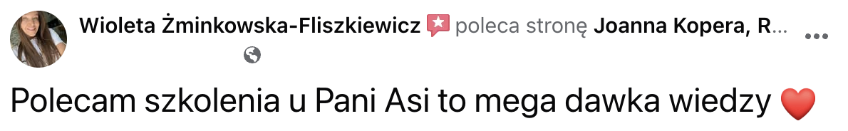 Opinia uczestnika szkolenia Joanny Kopery — 9